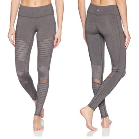 Alo Yoga Moto Legging Stormy Heather Grey Size Extra Small - Picture 1 of 14